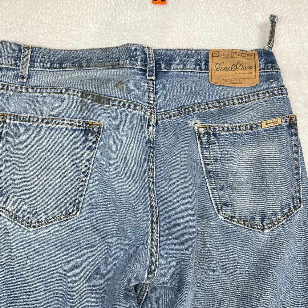 Levi Strauss Signature Jeans Men 35X32 Blue Denim Cotton Pockets Zip Fly - Flaws